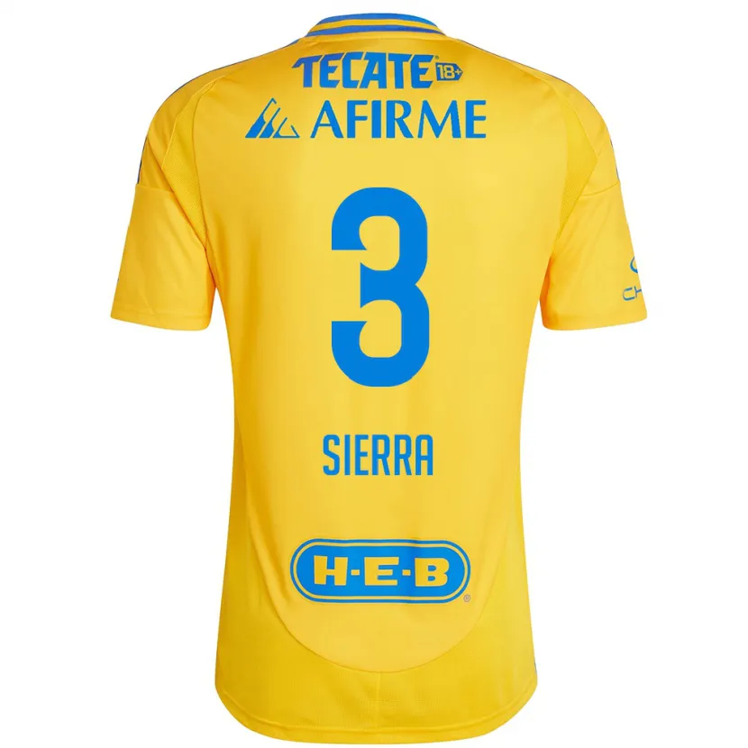 Danxen Niño Camiseta Bianca Sierra #3 Oro Amarillo 1ª Equipación 2024/25 La Camisa México