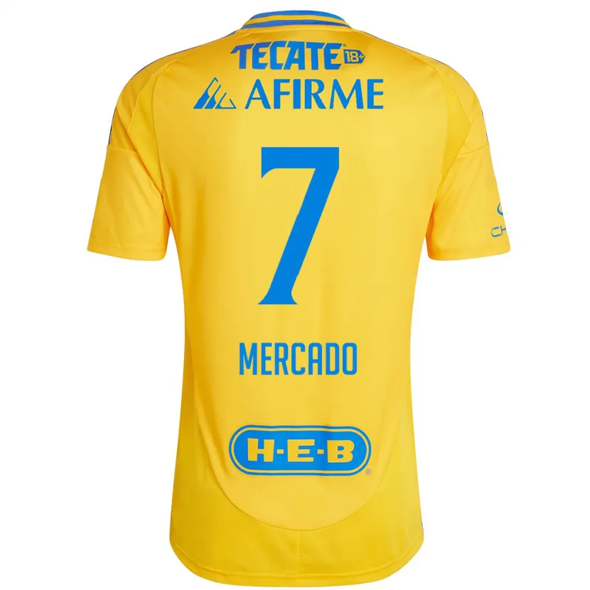 Danxen Niño Camiseta Liliana Mercado #7 Oro Amarillo 1ª Equipación 2024/25 La Camisa México