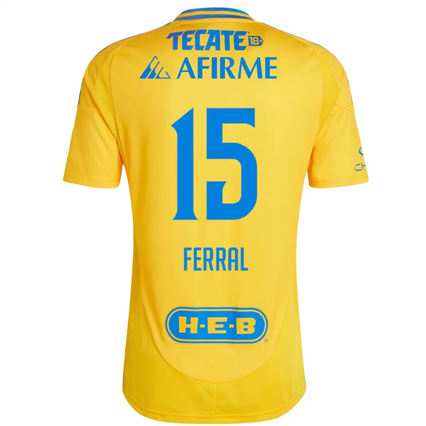 Danxen Niño Camiseta Cristina Ferral #15 Oro Amarillo 1ª Equipación 2024/25 La Camisa México