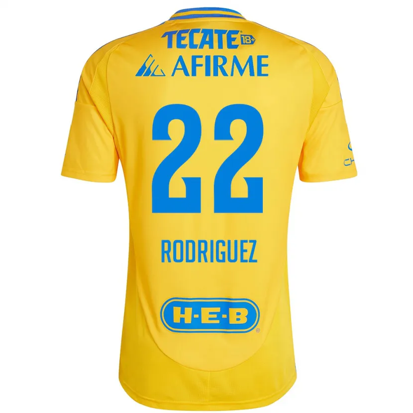 Danxen Niño Camiseta Anika Rodriguez #22 Oro Amarillo 1ª Equipación 2024/25 La Camisa México