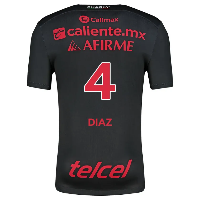 Danxen Niño Camiseta Nicolás Díaz #4 Negro Rojo 1ª Equipación 2024/25 La Camisa México
