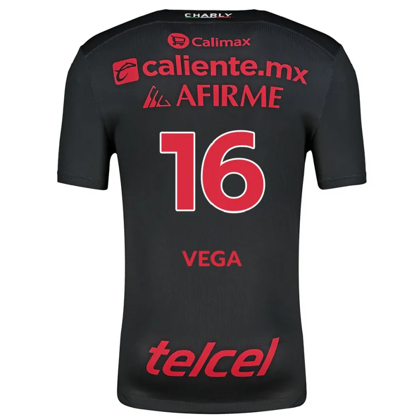 Danxen Niño Camiseta Alan Vega #16 Negro Rojo 1ª Equipación 2024/25 La Camisa México
