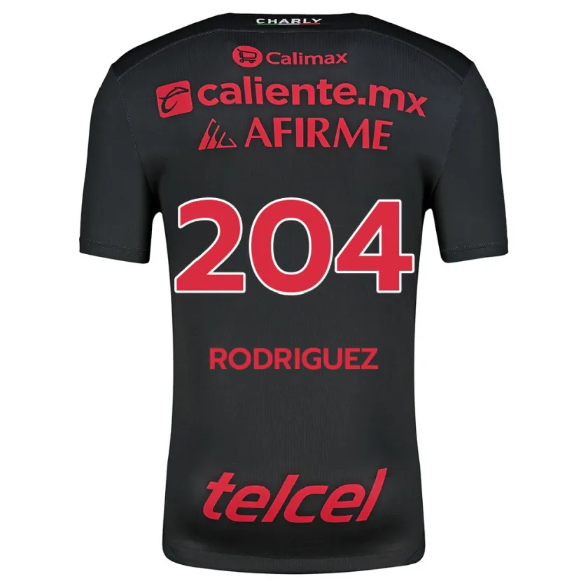 Danxen Niño Camiseta Jesús Rodríguez #204 Negro Rojo 1ª Equipación 2024/25 La Camisa México