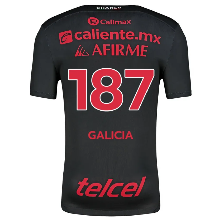 Danxen Niño Camiseta Carlos Galicia #187 Negro Rojo 1ª Equipación 2024/25 La Camisa México