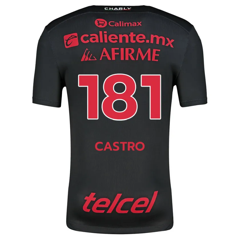 Danxen Niño Camiseta José Castro #181 Negro Rojo 1ª Equipación 2024/25 La Camisa México