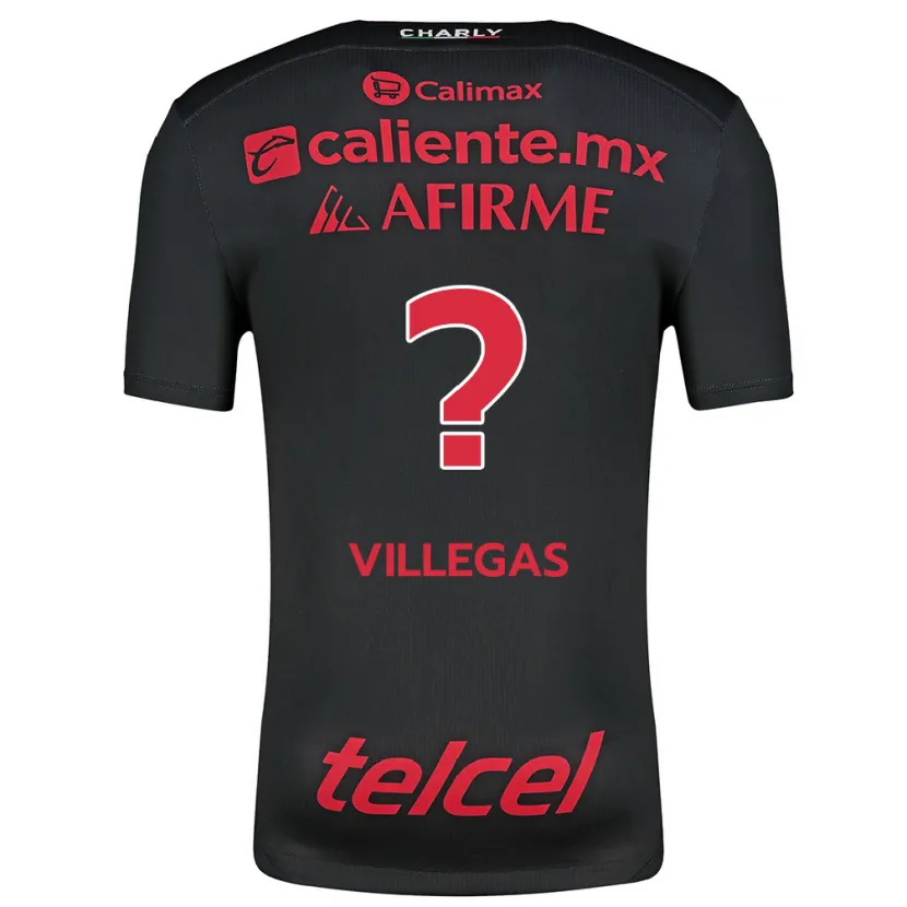 Danxen Niño Camiseta Óscar Villegas #0 Negro Rojo 1ª Equipación 2024/25 La Camisa México