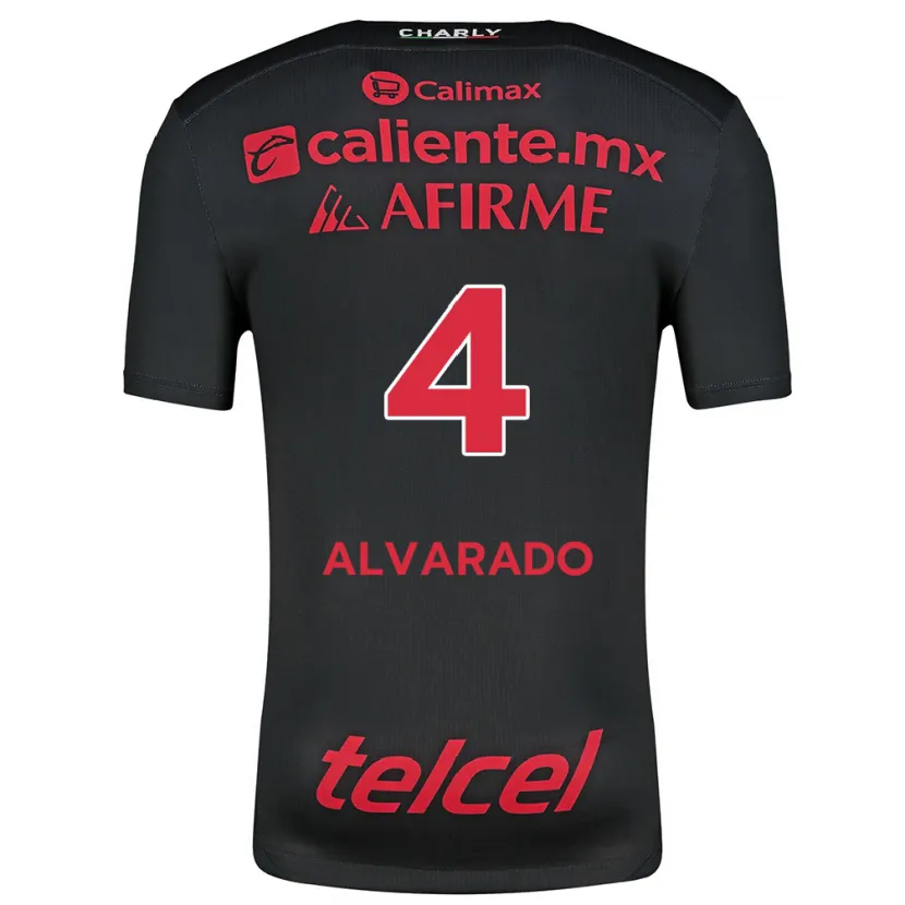 Danxen Niño Camiseta Mónica Alvarado #4 Negro Rojo 1ª Equipación 2024/25 La Camisa México