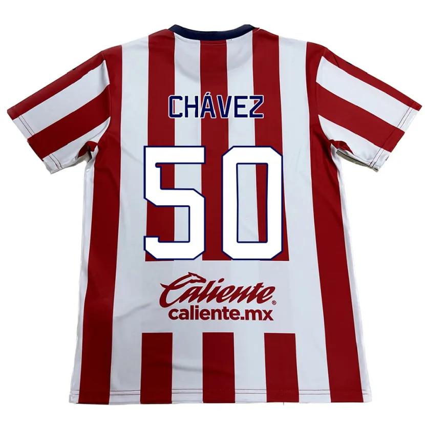 Danxen Niño Camiseta Mateo Chávez #50 Rojo Blanco 1ª Equipación 2024/25 La Camisa México
