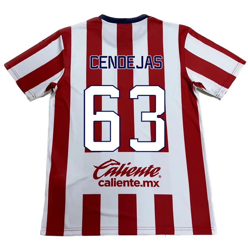 Danxen Niño Camiseta Matías Cendejas #63 Rojo Blanco 1ª Equipación 2024/25 La Camisa México