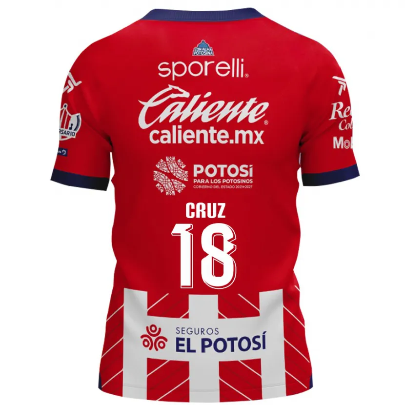 Danxen Niño Camiseta Aldo Cruz #18 Rojo Blanco 1ª Equipación 2024/25 La Camisa México