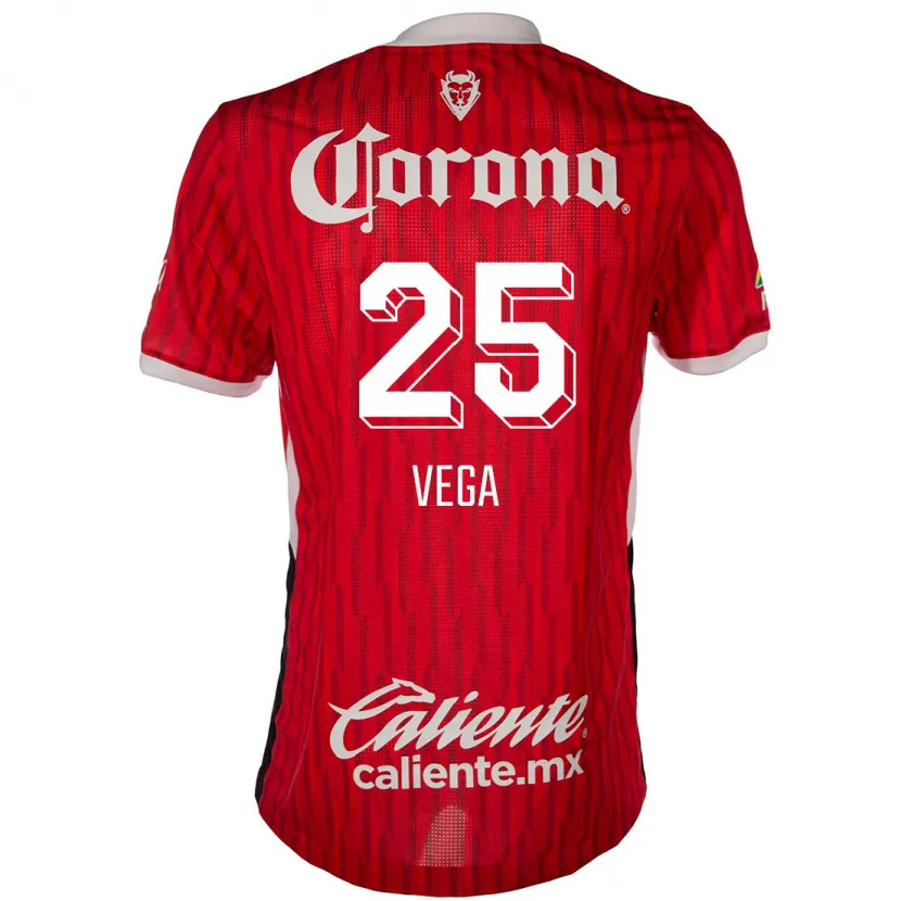 Danxen Niño Camiseta Alexis Vega #25 Rojo Blanco 1ª Equipación 2024/25 La Camisa México