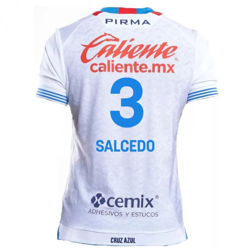 Danxen Niño Camiseta Carlos Salcedo #3 Blanco Azul 2ª Equipación 2024/25 La Camisa México
