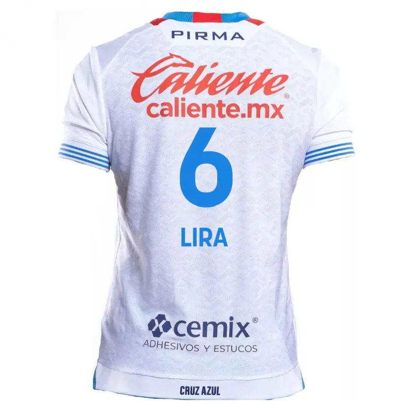 Danxen Niño Camiseta Érik Lira #6 Blanco Azul 2ª Equipación 2024/25 La Camisa México