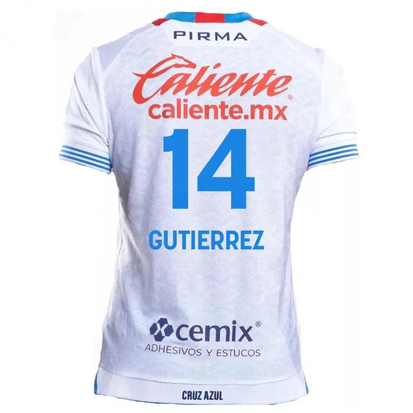 Danxen Niño Camiseta Alexis Gutiérrez #14 Blanco Azul 2ª Equipación 2024/25 La Camisa México