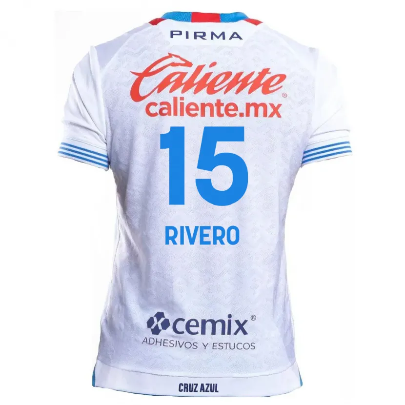 Danxen Niño Camiseta Ignacio Rivero #15 Blanco Azul 2ª Equipación 2024/25 La Camisa México