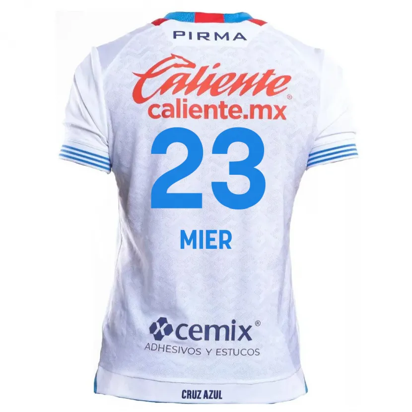 Danxen Niño Camiseta Kevin Mier #23 Blanco Azul 2ª Equipación 2024/25 La Camisa México