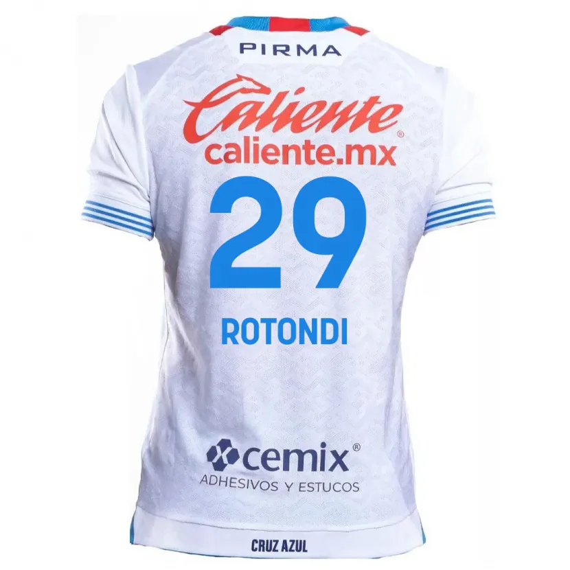 Danxen Niño Camiseta Carlos Rotondi #29 Blanco Azul 2ª Equipación 2024/25 La Camisa México