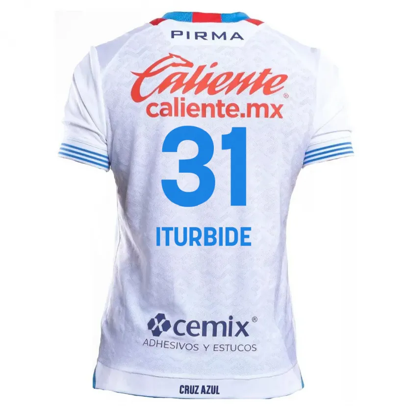Danxen Niño Camiseta Luis Iturbide #31 Blanco Azul 2ª Equipación 2024/25 La Camisa México