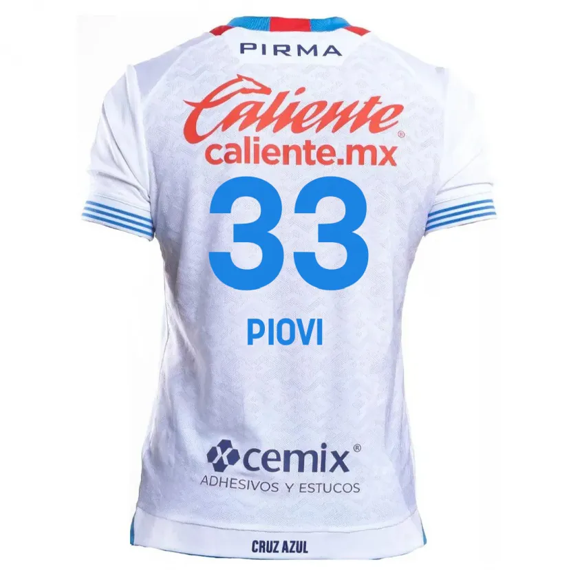 Danxen Niño Camiseta Gonzalo Piovi #33 Blanco Azul 2ª Equipación 2024/25 La Camisa México