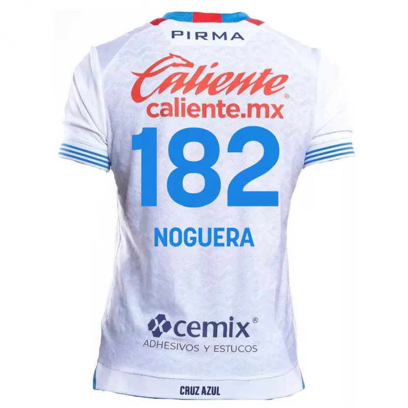 Danxen Niño Camiseta Heldrich Noguera #182 Blanco Azul 2ª Equipación 2024/25 La Camisa México