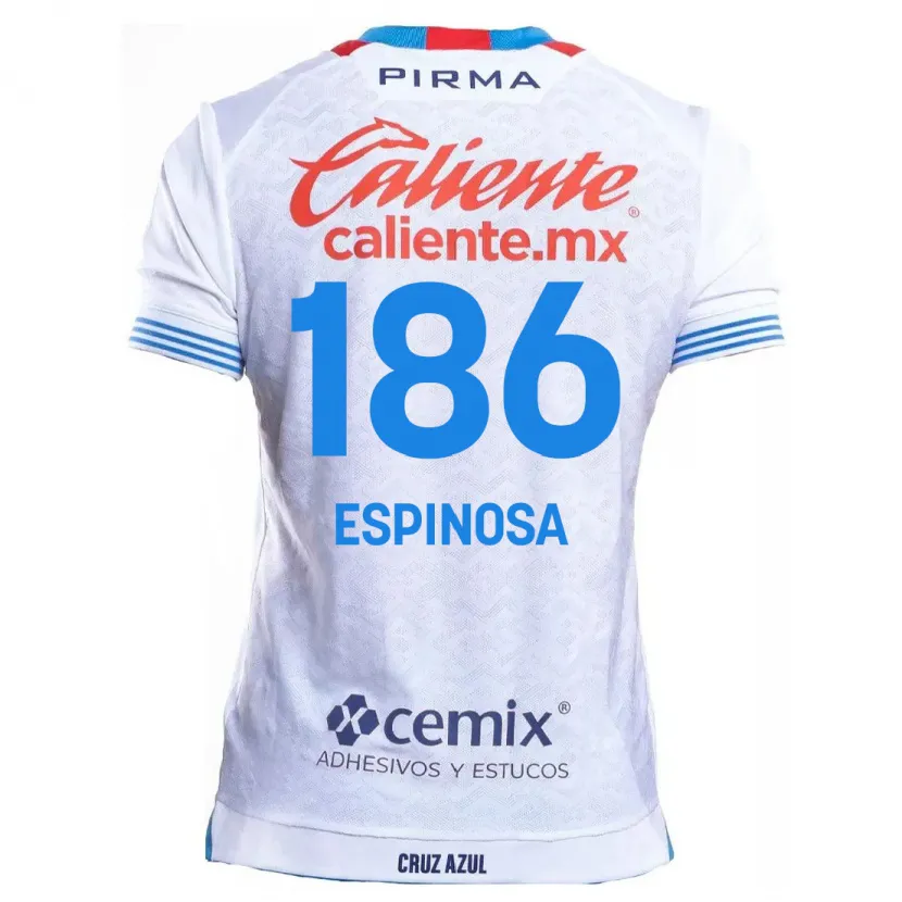 Danxen Niño Camiseta Brandón Espinosa #186 Blanco Azul 2ª Equipación 2024/25 La Camisa México