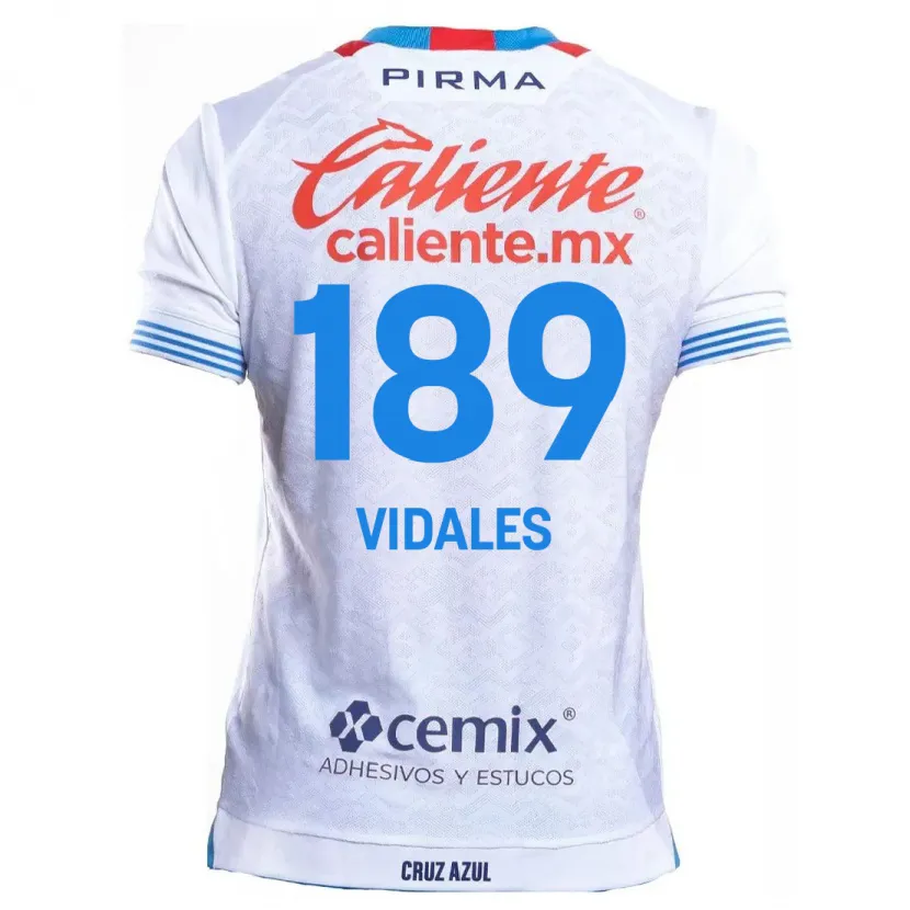 Danxen Niño Camiseta Álvaro Vidales #189 Blanco Azul 2ª Equipación 2024/25 La Camisa México