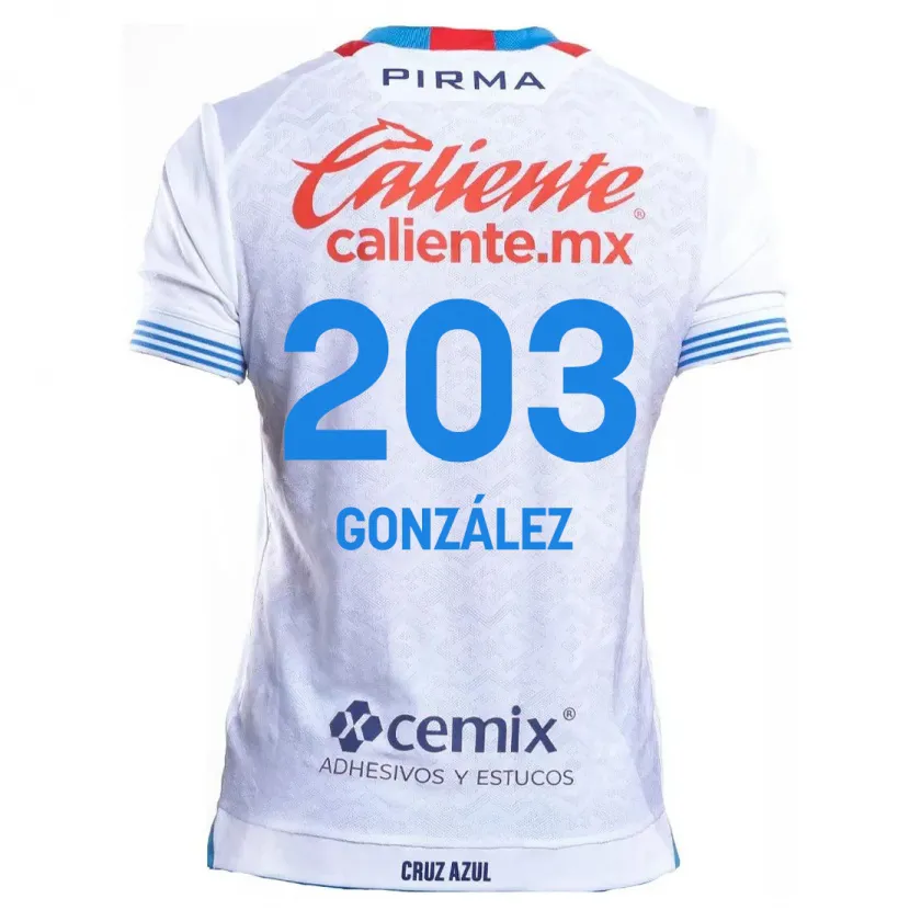 Danxen Niño Camiseta Rogelio González #203 Blanco Azul 2ª Equipación 2024/25 La Camisa México