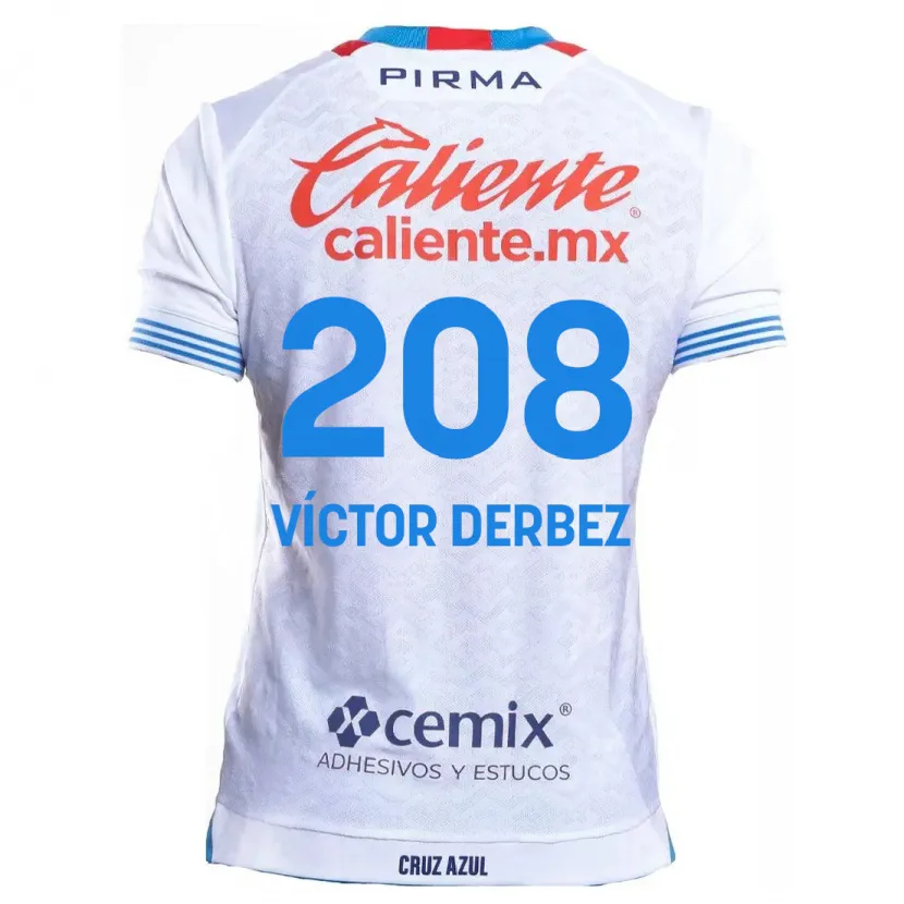 Danxen Niño Camiseta Louis Víctor Derbez #208 Blanco Azul 2ª Equipación 2024/25 La Camisa México