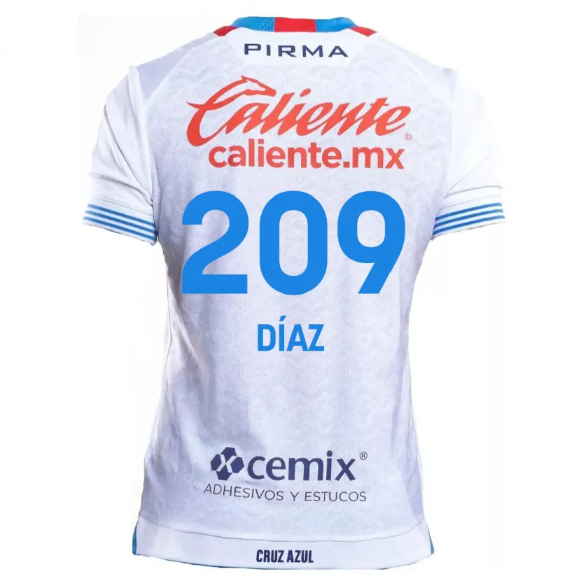 Danxen Niño Camiseta Josué Díaz #209 Blanco Azul 2ª Equipación 2024/25 La Camisa México