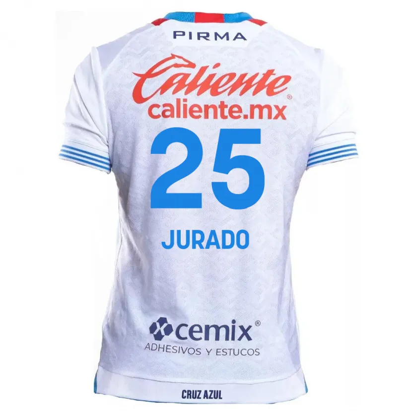Danxen Niño Camiseta Sebastián Jurado #25 Blanco Azul 2ª Equipación 2024/25 La Camisa México