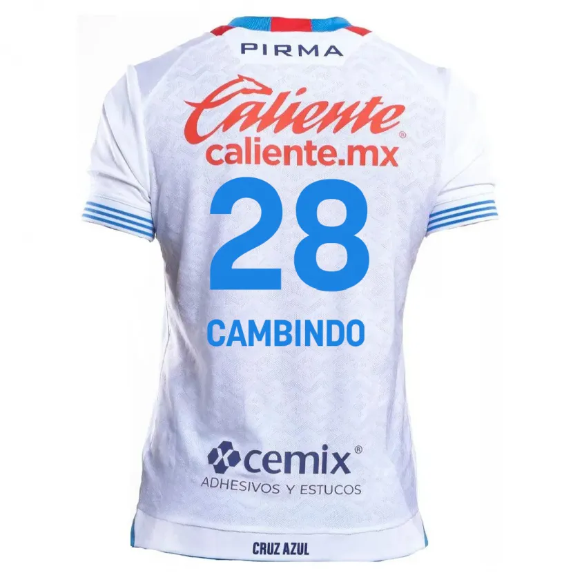 Danxen Niño Camiseta Diber Cambindo #28 Blanco Azul 2ª Equipación 2024/25 La Camisa México
