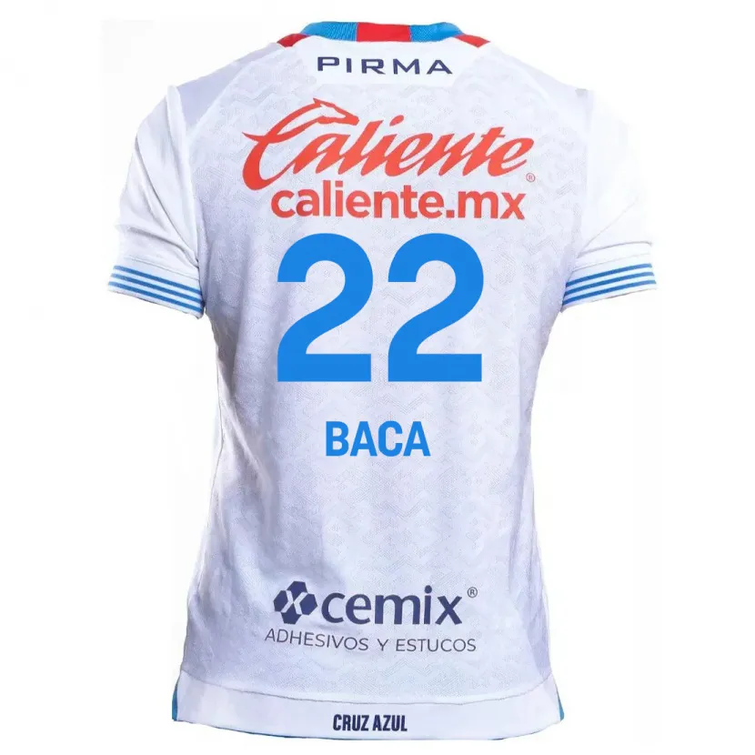 Danxen Niño Camiseta Rafael Baca #22 Blanco Azul 2ª Equipación 2024/25 La Camisa México