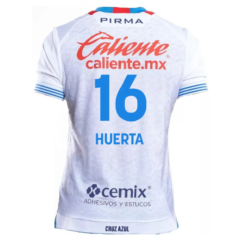 Danxen Niño Camiseta Ana Gabriela Huerta #16 Blanco Azul 2ª Equipación 2024/25 La Camisa México