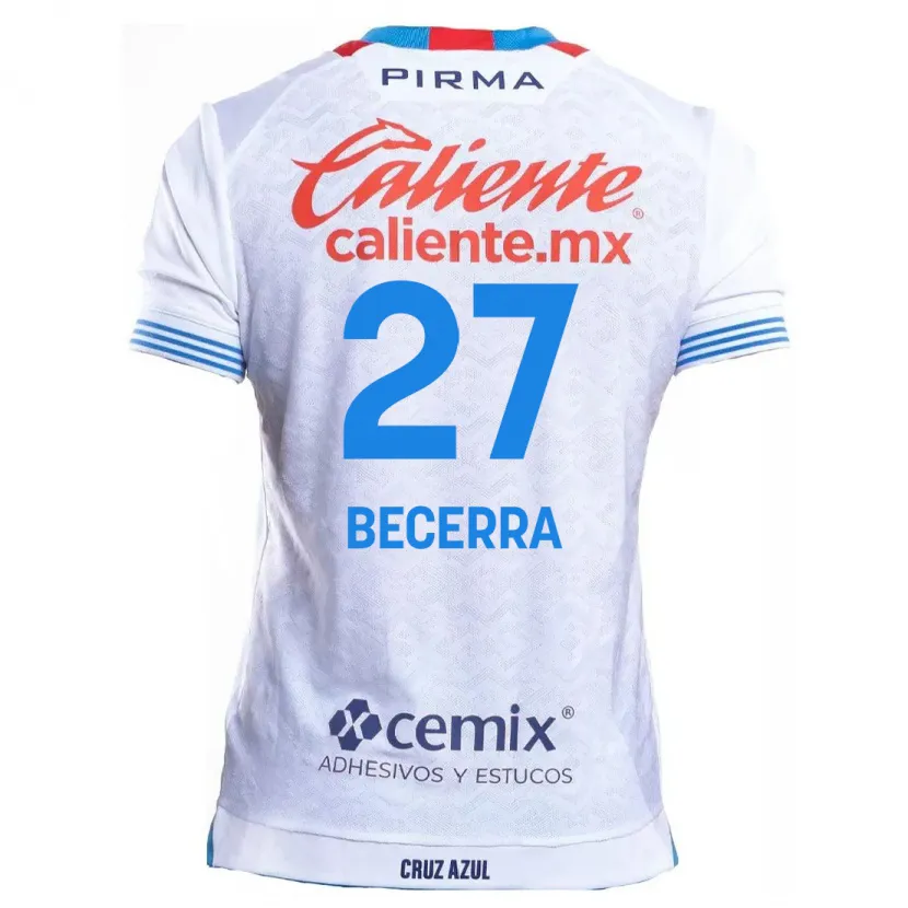 Danxen Niño Camiseta Ana Becerra #27 Blanco Azul 2ª Equipación 2024/25 La Camisa México