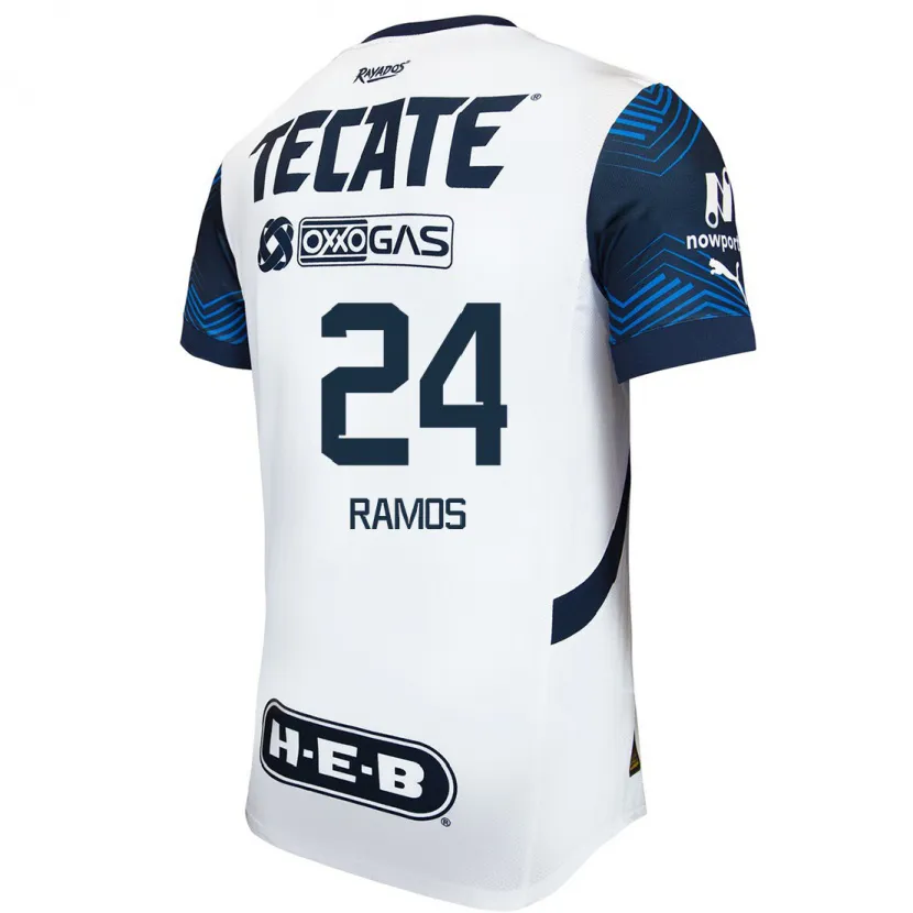 Danxen Niño Camiseta César Ramos #24 Blanco Azul 2ª Equipación 2024/25 La Camisa México