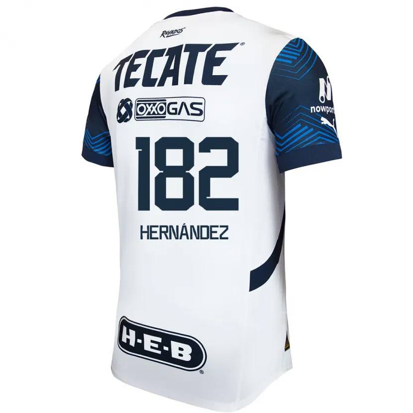 Danxen Niño Camiseta Derek Hernández #182 Blanco Azul 2ª Equipación 2024/25 La Camisa México
