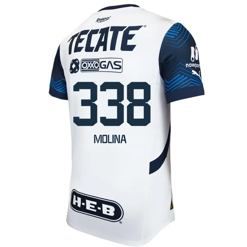 Danxen Niño Camiseta Johann Molina #338 Blanco Azul 2ª Equipación 2024/25 La Camisa México