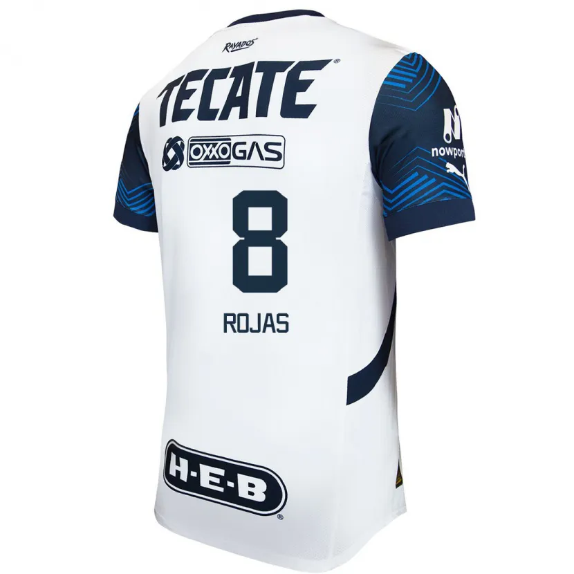 Danxen Niño Camiseta Joao Rojas #8 Blanco Azul 2ª Equipación 2024/25 La Camisa México