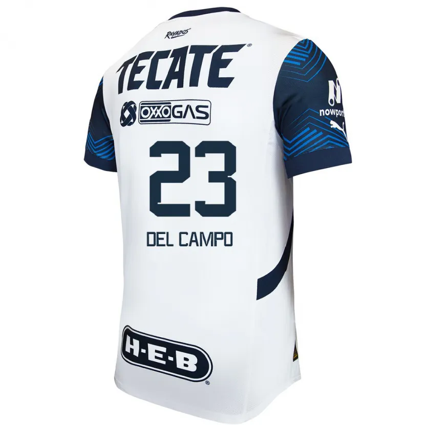 Danxen Niño Camiseta Valeria Del Campo #23 Blanco Azul 2ª Equipación 2024/25 La Camisa México