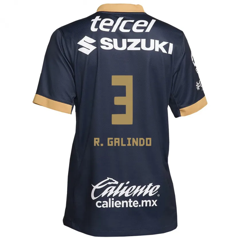Danxen Niño Camiseta José Galindo #3 Obsidiana Dorada Blanca 2ª Equipación 2024/25 La Camisa México
