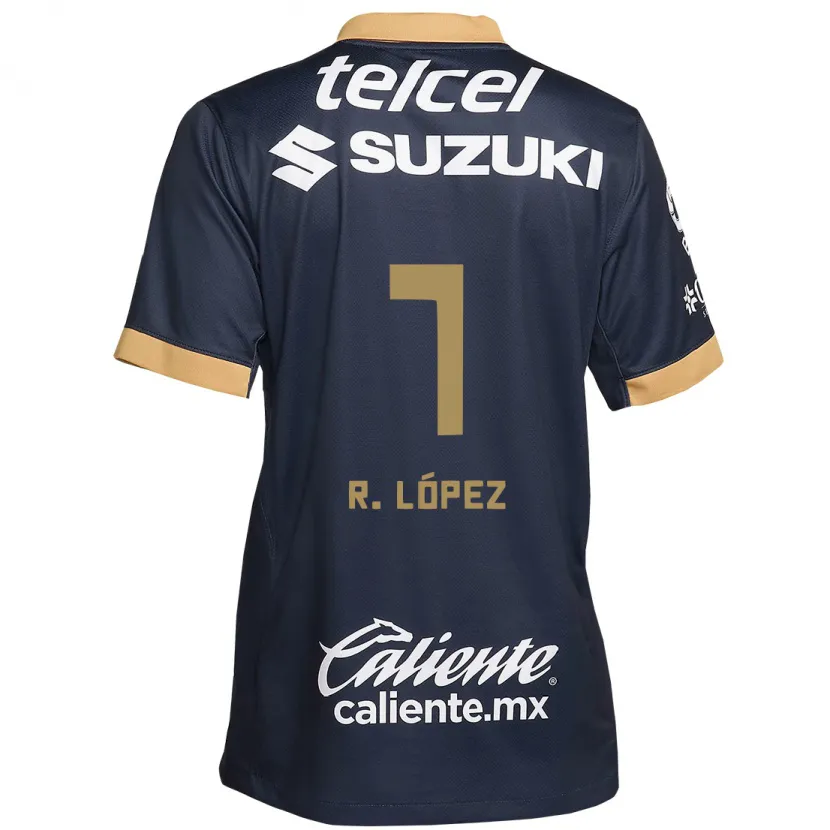 Danxen Niño Camiseta Rodrigo López #7 Obsidiana Dorada Blanca 2ª Equipación 2024/25 La Camisa México
