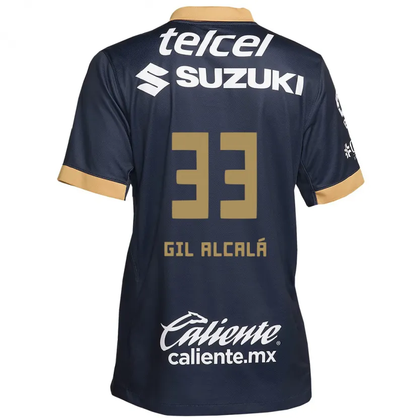 Danxen Niño Camiseta Gil Alcalá #33 Obsidiana Dorada Blanca 2ª Equipación 2024/25 La Camisa México