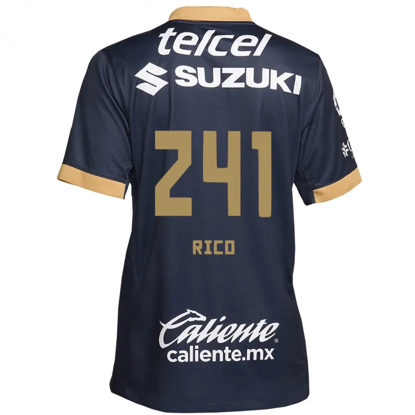 Danxen Niño Camiseta Ángel Rico #241 Obsidiana Dorada Blanca 2ª Equipación 2024/25 La Camisa México