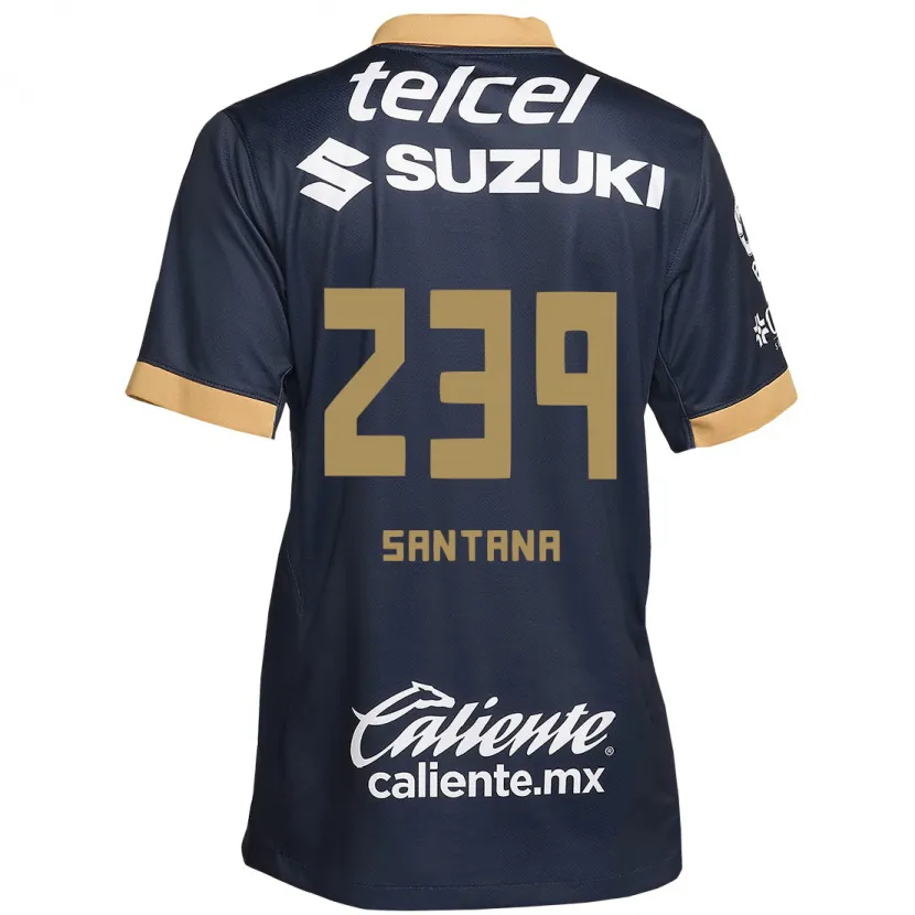 Danxen Niño Camiseta Guillermo Santana #239 Obsidiana Dorada Blanca 2ª Equipación 2024/25 La Camisa México