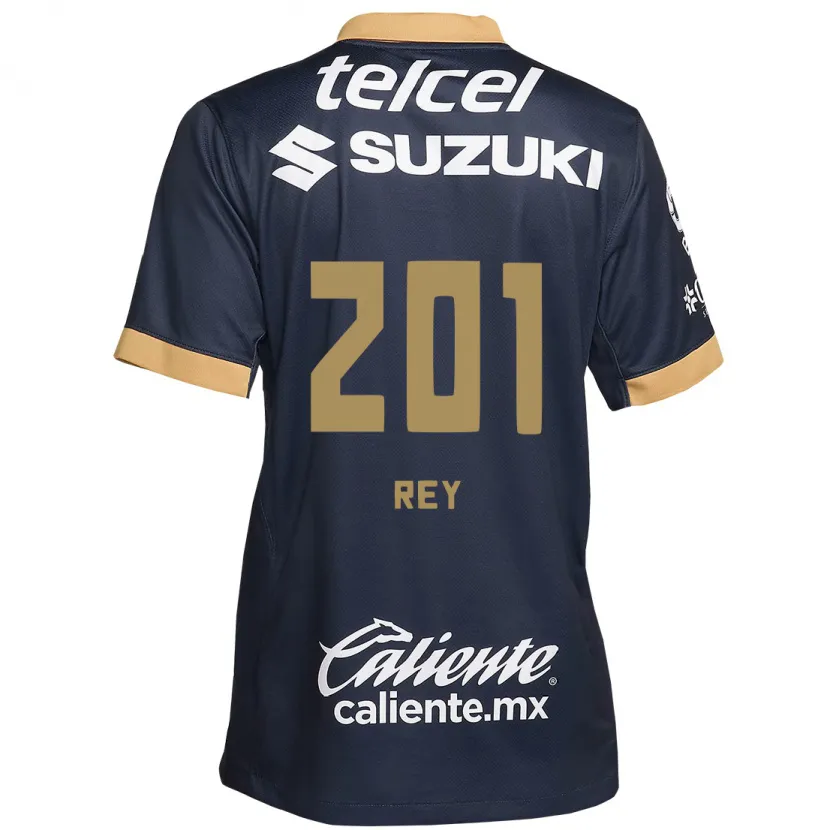 Danxen Niño Camiseta Santiago Rey #201 Obsidiana Dorada Blanca 2ª Equipación 2024/25 La Camisa México