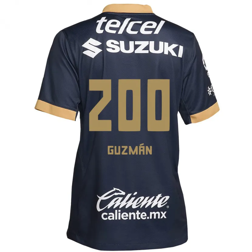 Danxen Niño Camiseta Alan Guzmán #200 Obsidiana Dorada Blanca 2ª Equipación 2024/25 La Camisa México
