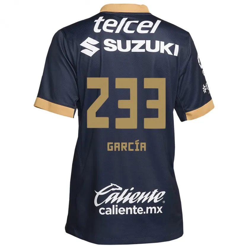 Danxen Niño Camiseta Carlos García #233 Obsidiana Dorada Blanca 2ª Equipación 2024/25 La Camisa México