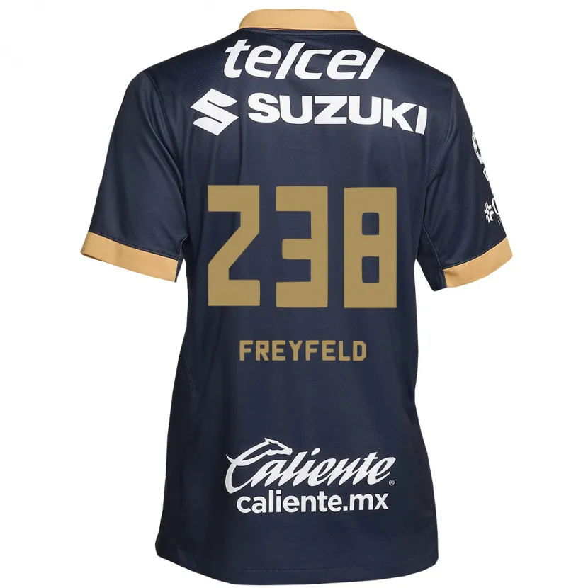 Danxen Niño Camiseta Julián Freyfeld #238 Obsidiana Dorada Blanca 2ª Equipación 2024/25 La Camisa México