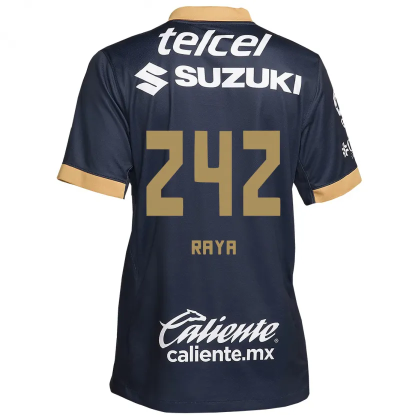 Danxen Niño Camiseta Félix Raya #242 Obsidiana Dorada Blanca 2ª Equipación 2024/25 La Camisa México