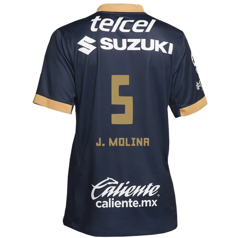 Danxen Niño Camiseta Jesús Molina #5 Obsidiana Dorada Blanca 2ª Equipación 2024/25 La Camisa México